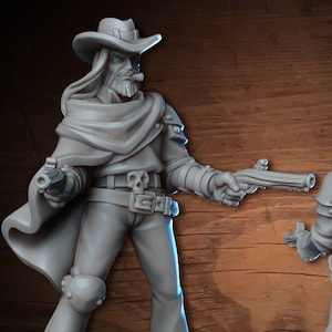 Cowboy Gunslinger 28mm or 32mm D&D 3D Resin Print Miniature Dungeons and Dragons Pathfinder Tabletop Roleplaying Vae Victis Mini Character