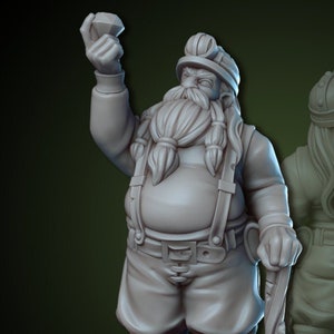 Dwarven Miner 28mm 32mm D&D 3D Resin Printed Dwarf Miniature Dungeons and Dragons Pathfinder Tabletop Vae Victis Character for Roleplaying