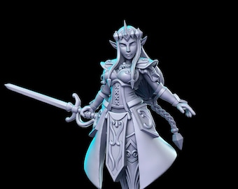 Zalidra Elven Princess 3D D&D Resin Printed 32mm/28mm Miniature Dungeons Dragons DnD Pathfinder Tabletop Display RPG RN Estudio JRPG Vol. 6