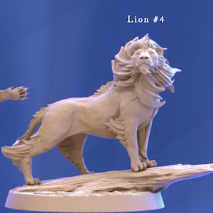 Lion in 4 Poses 28mm 3D Resin Printed Miniatures Dungeons and Dragons Pathfinder Tabletop - Mini Monster Mayhem Creature for Display or RPG