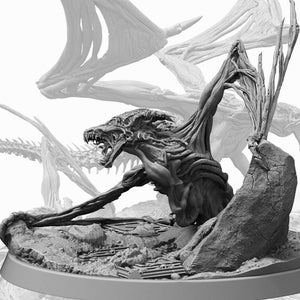 Undead Crawler Wyvern Dragon Detailed Resin Miniature 28mm 32mm Dungeons and Dragons Pathfinder Display Dragon Necromancers Monster Minis