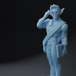Programmeur Elf College Student-figuur Mini D&D-hars 28 mm, 32 mm of 54 mm, miniatuur Dungeons and Dragons Twin Goddess