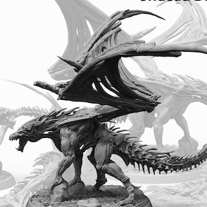 Undead Dragon Dracolich Detailed Resin Miniature 28mm 32mm Dungeons and Dragons Pathfinder Display Dragon Necromancers Monster Zombie Minis