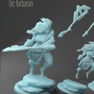 Female Orc / Half-Orc Barbarian D&D 3D Resin Printed 28mm Miniature Dungeons and Dragons Pathfinder Tabletop Twin Goddess Display or RPG