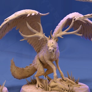 Peryton Evil Magical Beast 3D Resin 28mm Miniatures Dungeons and Dragons Pathfinder Tabletop Mini Monster Mayhem Creature for Display/RPG