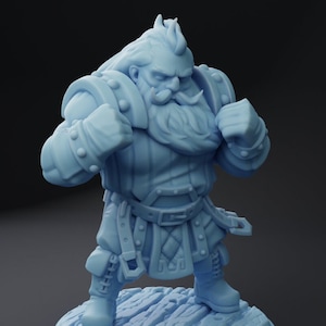 Storgen Dwarf Brawler Barbarian Fighter Mini D&D Resin 28mm 32mm or 54mm Miniature Dungeons and Dragons Pathfinder Tabletop Twin Goddess