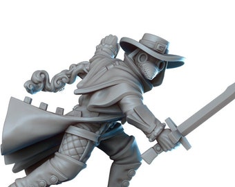 Medieval Plague Doctor 28mm 32mm D&D 3D Resin Print Miniature Dungeons and Dragons Pathfinder Tabletop Roleplaying Vae Victis Mini Character