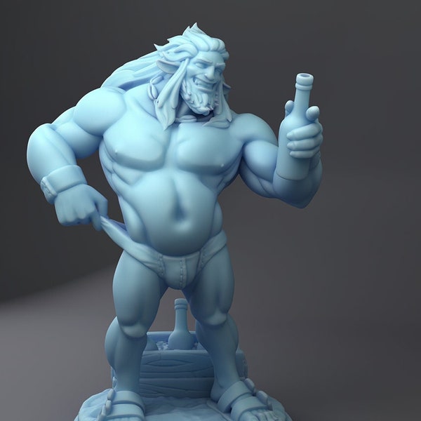 Grub Hunky Firbolg in Speedo Beach Mini D&D Resin 28mm or 32mm Miniature Dungeons and Dragons DnD Pathfinder Tabletop Twin Goddess