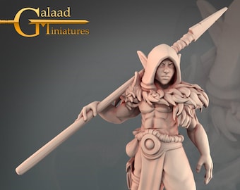Miniatura de Elfo Salvaje Guardabosques con Lanza 32 mm 28 mm Miniatura de Resina Dungeons and Dragons Pathfinder Miniatura de Mesa para Exhibición RPG Into the Woods