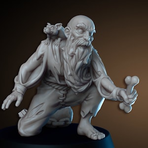 Old Prisoner NPC with Rat 28mm or 32mm D&D 3D Resin Printed Miniature Dungeons and Dragons Pathfinder Tabletop Roleplaying Vae Victis Mini