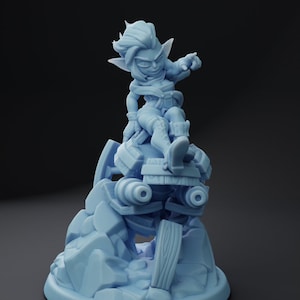 Goldie Goblin Artificer w/ Turret Mini D&D Resin 28mm 32mm or 54mm Miniature Dungeons and Dragons Pathfinder Tabletop Twin Goddess