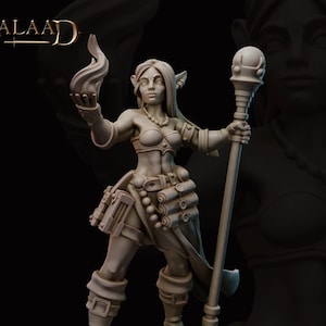 Sexy Female Elf Wizard Mini 28mm 32mm 54mm Resin Miniature Dungeons and Dragons Pathfinder Tabletop Galaad Miniatures D&D Display