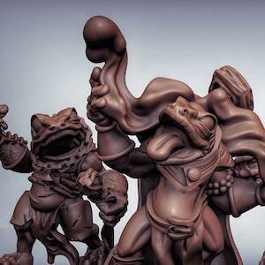 Boggard Sorcerers Toad Like Humanoids 28mm oder 32mm D & D 3D Resin Print Miniaturen Dungeons and Dragons Pathfinder Tabletop für Display oder RPG