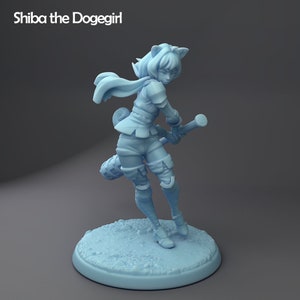 Shiba Dogegirl Catgirl or Rabbitgirl D&D Resin 28mm 32mm or 54mm Miniature Dungeons and Dragons DnD Pathfinder Tabletop Twin Goddess Display