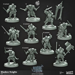 Shadow Knights Undead 28mm ou 32mm D&D Resina Miniatura Dungeons and Dragons Pathfinder RPG Roleplaying Cast n Play Minis Riders of Doom
