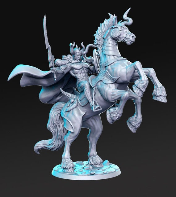 Woden Black Knight on Ki-Rin Mount Odin 3D D&D Resin Printed 32mm/28mm Miniature Dungeons Dragons DnD Pathfinder Tabletop Display RN Estudio
