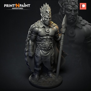 Tribal Warrior 28mm 32mm 54mm D&D Miniature Resin Printed Dungeons and Dragons Pathfinder Fantasy Tabletop Display Print&#39;N Paint