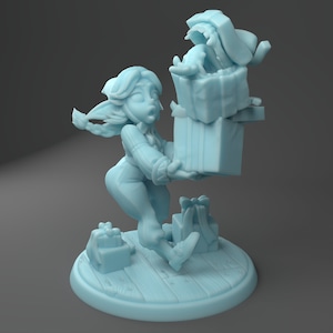 Unli Goblin Gift Mimic Christmas Elf D&D Resin 28mm or 32mm Miniature Dungeons and Dragons DnD Pathfinder Tabletop Twin Goddess Display RPG