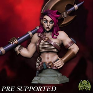 Moxie the Sexy Female Barbarian Fighter Resin Bust Dungeons and Dragons Pathfinder Character Miniatures of Madness Bandit