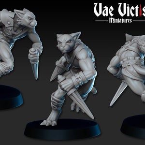 Tabaxi Gladiator Fighter 28mm D&D 3D Resin Printed Miniature Dungeons and Dragons Pathfinder Tabletop Vae Victis Character for Roleplaying