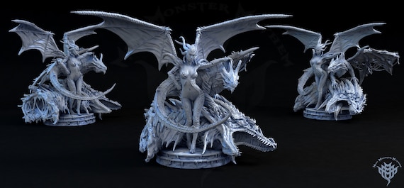 Sexy Tiamat Queen of Chaos Avatar 3D Resin Printed Miniature