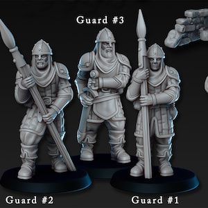Guard NPC Characters 28mm D&D 3D Resin Printed Mini Dungeons and Dragons Pathfinder Tabletop Roleplaying Vae Victis Miniature Guards for RPG