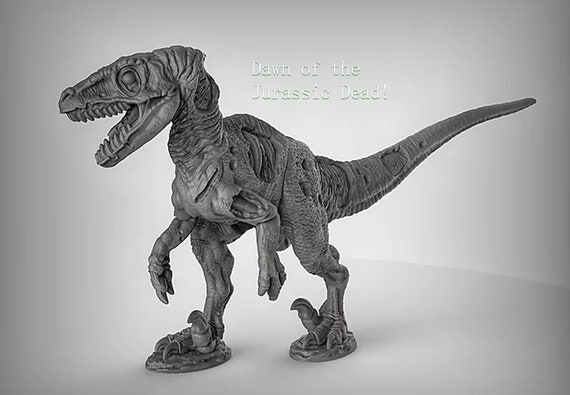 Zombie Velociraptor Miniature - BPA Free Resin - Dungeons and Dragons, Pathfinder, Tabletop - Undead Dinosaur for Display or Role Playing