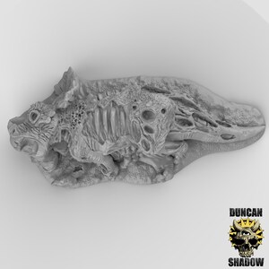 Dead Undead Triceratops Miniature - 3D Resin Print Dungeons and Dragons, Pathfinder, Tabletop - Undead Dinosaur for Display or Role Playing