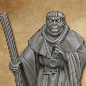 Friar Monk Character 28mm 32mm D&D Resin Miniature Dungeons and Dragons Pathfinder Tabletop Roleplaying Vae Victis Undeads of Battlefield