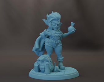 Goldie, a Alquimista Goblin, Miniatura de Resina de 28 mm ou 32 mm para D&D, Dungeons and Dragons, Pathfinder, RPG de Mesa, Deusa Gêmea, Stormbrew
