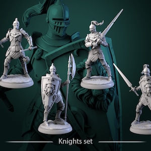 Cavaleiros 28mm ou 32mm D&D Resina Miniatura Dungeons and Dragons Pathfinder RPG Roleplaying White Werewolf Tavern