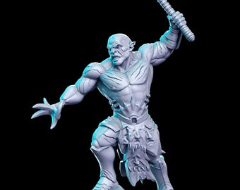 Azzarak Orc Chieftain Barbarian Resin Miniature Middle Earth 28mm 32mm Scale DND Pathfinder Tabletop Against the Shadows 2 RN Estudio
