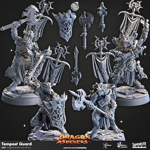 Tempest Guards Dragonborn Paladin Clerics Dragon Seekers 28mm or 32mm D&D Resin Miniature Dungeons and Dragons Pathfinder RPG Cast n Play