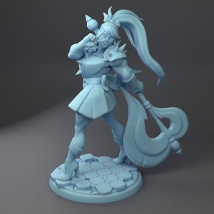 Magical Orc Girl - Magical Girl Set - D&D Resin 28mm 32mm Miniature Dungeons and Dragons Pathfinder Twin Goddess Display