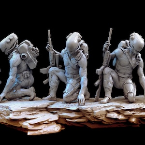 SciFi Hunter Futuristic Soldier 75mm Scale Model Printed Resin Miniatures D&D Dungeons and Dragons DnD Pathfinder, Tabletop for Display
