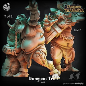 Troll Prisoners D&D Resin 28mm or 32mm Heroic Miniature Dungeons and Dragons Pathfinder Tabletop Display Cast N Play Dungeons of Thamarya