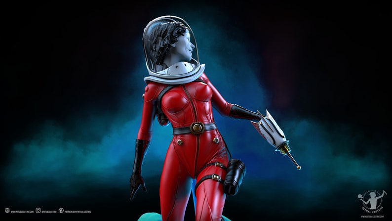 Suzie the Spacegirl SFW 1:10th y 14th Scale Figure Resin Model Kit Sin pintar 3D Resin Print by Ben Douglas of Ritual Casting imagen 5
