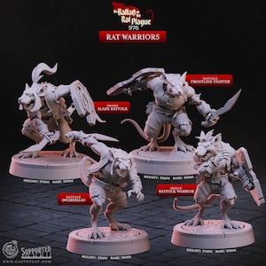 Ratfolk Warriors D&D Resin 28mm or 32mm Heroic Miniature Dungeons and Dragons Pathfinder Tabletop Display Cast N Play Ballad of Rat Plague