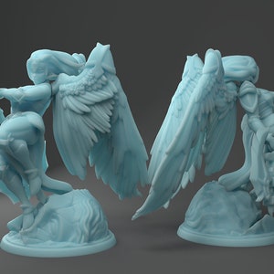 Sexy Aasimar Paladin Valkerie Fallen and Rocker Variants D&D 3D Resin Printed 28mm Miniature Dungeons and Dragons Pathfinder Twin Goddess