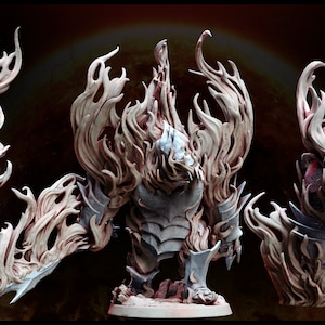 Fire Golem Elemental 28mm 32mm D&D Resina Miniatura Dungeons Dragons Pathfinder RPG Roleplaying Mini Monster Mayhem Inferno Todos Deverão Queimar