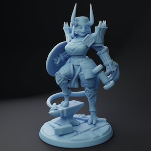 Dahlia Tiefling Forge Cleric Blacksmith Mini D&D Resin 28mm 32mm 75mm Miniature Dungeons and Dragons DnD Pathfinder Tabletop Twin Goddess