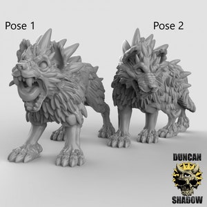 Large Dire Wolf Monster Minis 28mm Resin Miniatures Dungeons and Dragons, Pathfinder, Tabletop for Display or Roleplaying Games
