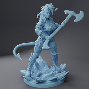 Charla Barbarian Tiefling 28mm 32mm 54mm or 75mm Statue D&D Resin Miniature Dungeons and Dragons Roleplaying Twin Goddess Feb 2024
