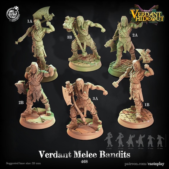 Melee Bandit Gang D D Resin 28mm Or 32mm Heroic Miniature Etsy Uk
