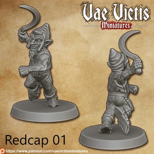 Redcaps Bloodthirsty Fey 28mm 32mm D&D Resin Miniature Dungeons and Dragons Pathfinder Tabletop Roleplaying Vae Victis Fairy Realm Character