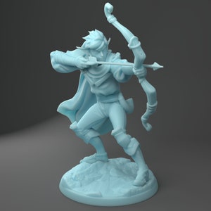 Velwyn Elven Archer Ranger Mini D&D Resin 28mm or 32mm Miniature Dungeons and Dragons DnD Pathfinder Tabletop Twin Goddess Display RPG