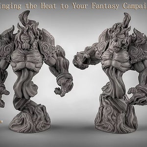 May include: Two gray, detailed miniature figures of humanoid figures made of swirling smoke and fire. The figures are posed in a dynamic stance, with one figure facing forward and the other facing to the side. The figures are labeled "George" and "Ryan".