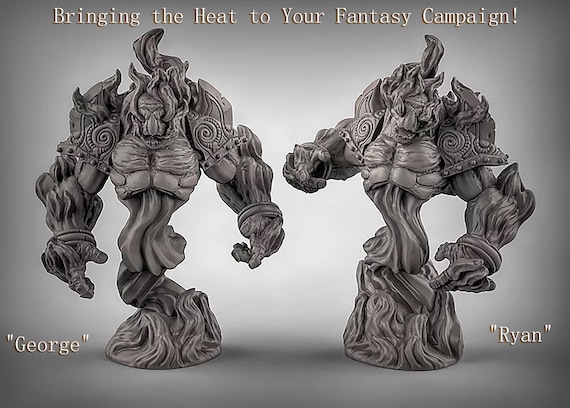 Fire Elemental D&D Miniatures - BPA Free Resin - Dungeons and Dragons, Pathfinder, Tabletop - Red Hot Monsters for Display or Role Playing
