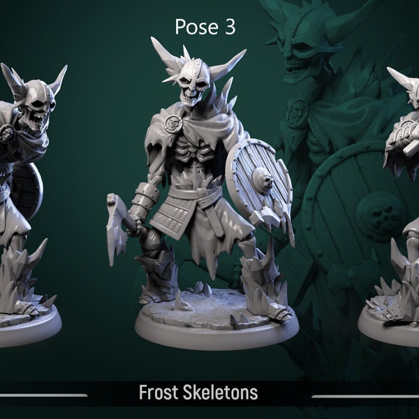 Frost Skeletons 28mm 32mm Rime of the Frostmaiden Ice Miniatures Dungeons and Dragons Pathfinder Tabletop Display RPG White Werewolf Tavern