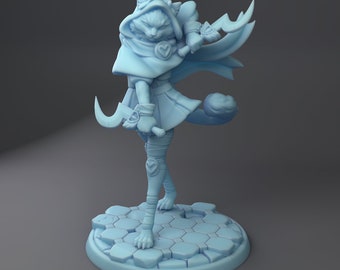 Magical Tabaxi Girl - Set Magical Girl - D&D Resina 28 mm 32 mm Miniature Dungeons and Dragons Pathfinder Twin Goddess Display